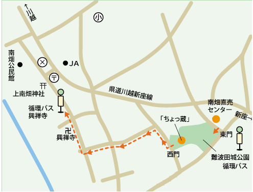 難波田城周辺の地図