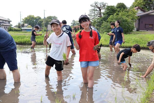 子どもたちの田植えの様子