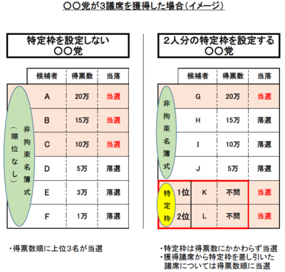 特定枠（イメージ）